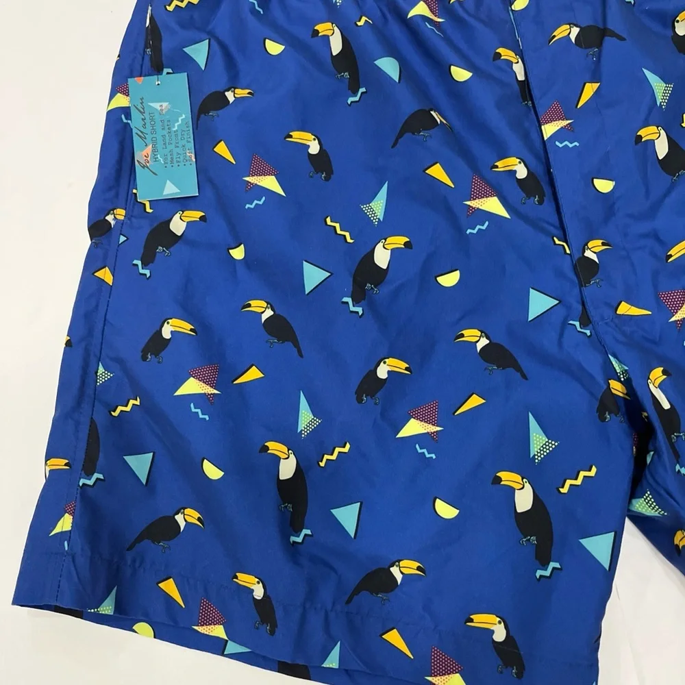NWT JOE MARTIN Men’s Hybrid Short - Bathing Suit in Blue with Toucans Size‎ 2XL